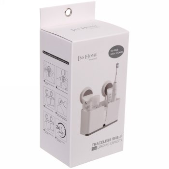 Полка для ванной 1 ярусная прямоугольная цвет белый