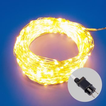 Гирлянда для дома роса 50м белый теплый 500 LED ламп прозрачный провод