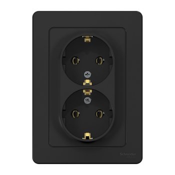 Розетка силовая двойная встраиваемая Schneider Electric Blanca с заземлением, цвет антрацит, арт. BLNRS001026