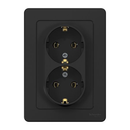 Розетка силовая двойная встраиваемая Schneider Electric Blanca с заземлением, цвет антрацит, арт. BLNRS001026
