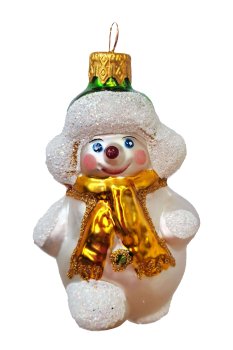 Елочное украшение Зимний снеговик 3х8,5см цвет белый