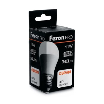 Лампа светодиодная Feron Pro E27 11Вт 4000К нейтральный белый груша (А)