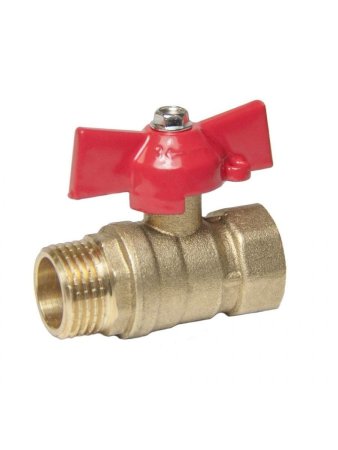 Кран шаровый ручка - бабочка RVC 3/4" красный вентиль ВН-НР латунь