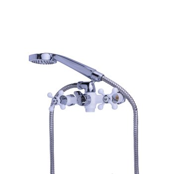 Смеситель для ванны двуручный длинный излив