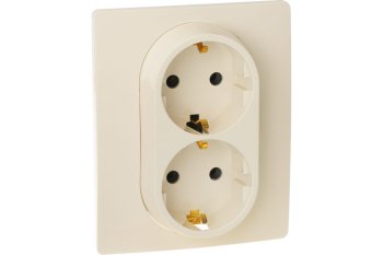 Розетка силовая двойная встраиваемая Legrand Etika с заземлением, цвет слоновая кость, арт. 672323