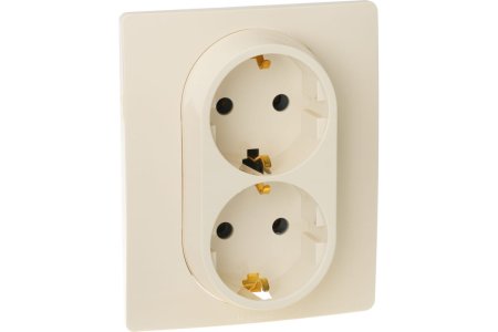 Розетка силовая двойная встраиваемая Legrand Etika с заземлением, цвет слоновая кость, арт. 672323