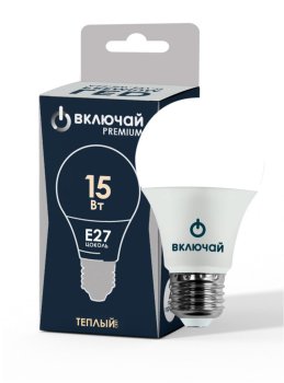 Лампа светодиодная Включай PREMIUM E27 15Вт 3000К теплый белый груша (А)
