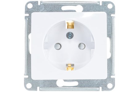 Розетка силовая одноместная встраиваемая Schneider Electric Glossa с заземлением, цвет белый, арт. GSL000145