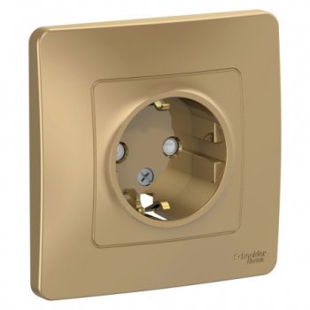 Розетка силовая одноместная встраиваемая Schneider Electric Blanca с заземлением, цвет титан, арт. BLNRS001114