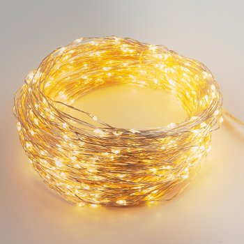 Гирлянда для дома роса 50м белый теплый 500 LED ламп прозрачный провод