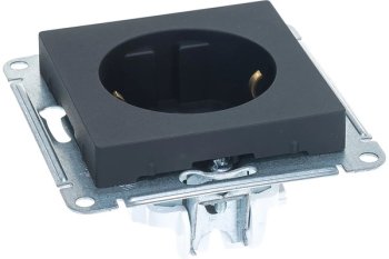 Розетка силовая одноместная встраиваемая Schneider Electric AtlasDesign с заземлением, цвет карбон, арт. ATN001043