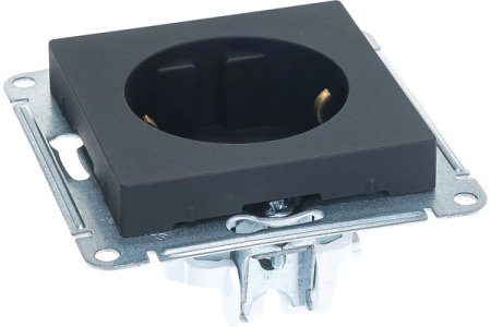 Розетка силовая одноместная встраиваемая Schneider Electric AtlasDesign с заземлением, цвет карбон, арт. ATN001043