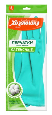 Перчатки латексные с хлопковым напылением Хозяюшка Мила Прочные р.M, 1 пара