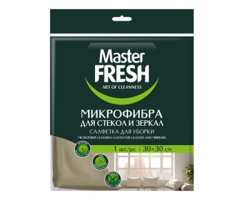 Салфетка для уборки для стекол и зеркал Master Fresh 30х 30см 1шт