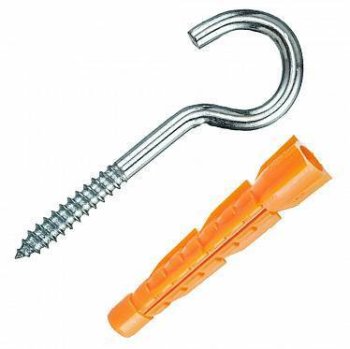 Шуруп-полукольцо 6х60 мм с универсальным дюбелем 10х66мм 2 шт