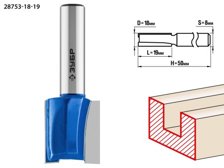 Фреза Зубр пазовая прямая 18 мм 1 шт