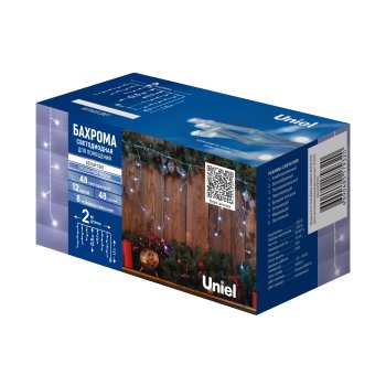 Гирлянда для дома бахрома 2м прозрачный 48 LED ламп прозрачный провод