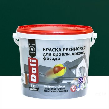 Краска водно-дисперсионная Dali резиновая фасадная зеленая 6 кг
