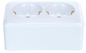 Розетка силовая двойная накладная Schneider Electric Этюд с заземлением, цвет белый, арт. PA16-008B