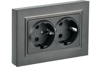 Розетка силовая двойная встраиваемая IEK Brite с заземлением, цвет темная бронза, арт. BR-R21-16-K45-F