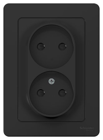 Розетка силовая двойная встраиваемая Schneider Electric Blanca без заземления, цвет антрацит, арт. BLNRS000126