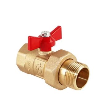 Кран шаровый американка ручка - бабочка ГАЛЛОП 1" красный вентиль ВН-НР латунь