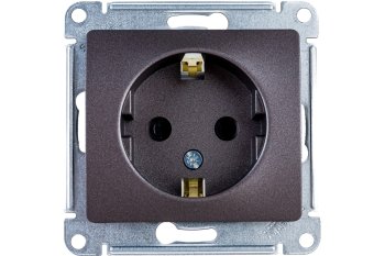 Розетка силовая одноместная встраиваемая Schneider Electric Glossa с заземлением, цвет графит, арт. GSL001345