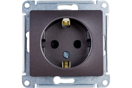 Розетка силовая одноместная встраиваемая Schneider Electric Glossa с заземлением, цвет графит, арт. GSL001345