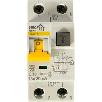 Автомат дифференциальный IEK АВДТ32 1+N 6кА 16А 30мА