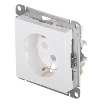 Розетка силовая одноместная встраиваемая Schneider Electric AtlasDesign с заземлением, цвет белый, арт. ATN000145