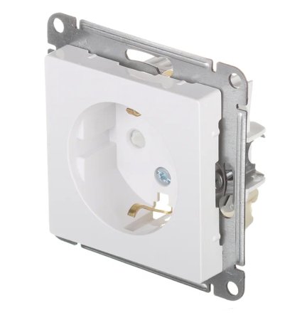 Розетка силовая одноместная встраиваемая Schneider Electric AtlasDesign с заземлением, цвет белый, арт. ATN000145