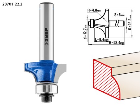 Фреза Зубр кромочная калевочная 22,2 мм 1 шт