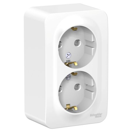 Розетка силовая двойная накладная Schneider Electric Blanca с заземлением, цвет белый, арт. BLNRA011211