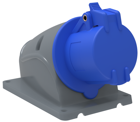 Розетка силовая накладная IEK 16А 220В 2К+З синяя прямая IP44