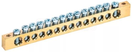 Шина нулевая IEK без изолятора (крепеж по краям) 8х12 14/2 14 отверстий 125А арт.YNN21-14-100