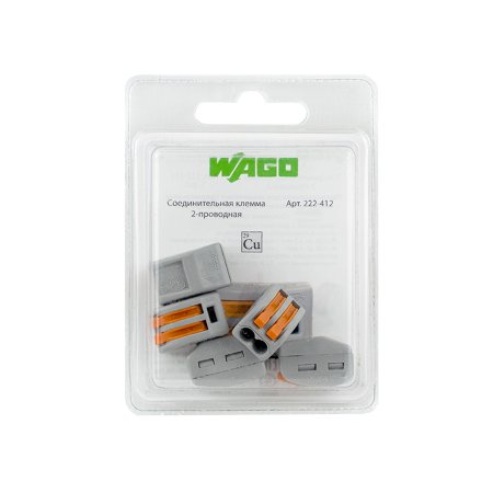 Клемма быстрозажимная с рычажком WAGO 222-412-R6 0,08-4 мм2 2-проводная без пасты уп.6шт.