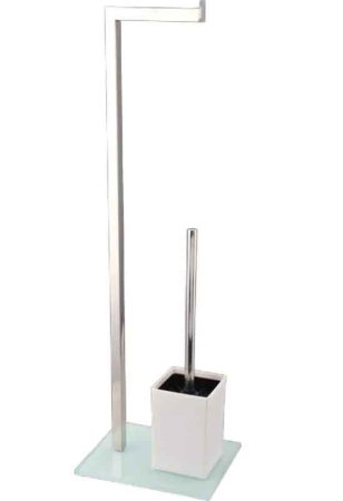 Стойка напольная для туал. бумаги с ершом напольный белый без крышки