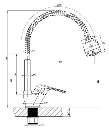 Смеситель для кухни с гибким изливом КЛЕВЕР ONIKS хром
