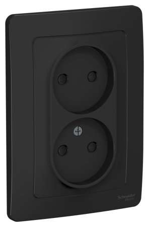 Розетка силовая двойная встраиваемая Schneider Electric Blanca без заземления, цвет антрацит, арт. BLNRS000126