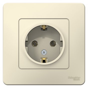 Розетка силовая одноместная встраиваемая Schneider Electric Blanca с заземлением, цвет молочный, арт. BLNRS001012