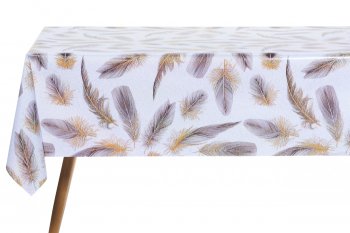 Клеенка ПВХ Glance Перья коричневый/белый фон 1,4х20м