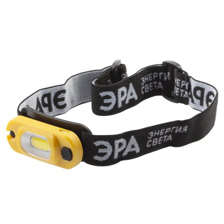 Фонарь светодиодный налобный ЭРА 3Вт GA-801 черный/желтый