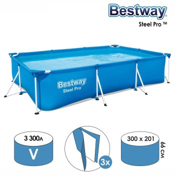 Бассейн каркасный Bestway Steel Pro 300х201х66 см 3 300л