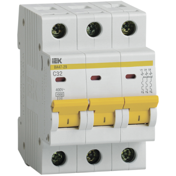 Автоматический выключатель IEK KARAT 3P 32А хар-ка C 4,5кА арт.MVA20-3-032-C
