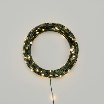 Гирлянда для дома роса с контроллером 20м белый теплый 200 LED ламп зеленый провод