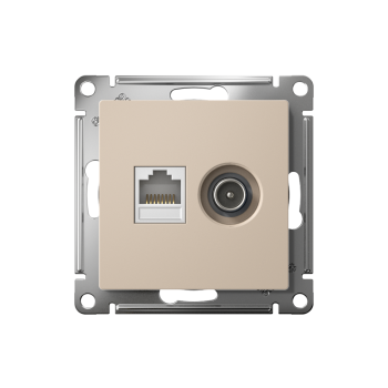 Розетка двойная ТВ + компьютерная RJ45 Schneider Electric AtlasDesign цвет песочный, арт. ATN001289