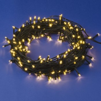 Гирлянда для дома нить 20м белый теплый 200 LED ламп зеленый провод