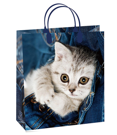 Пакет подарочный  26х23х10см синий