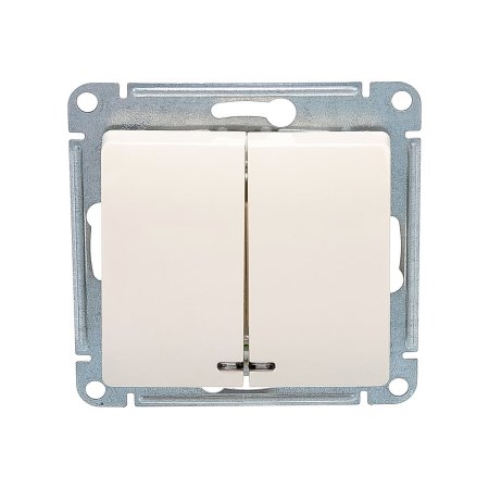 Выключатель встраиваемый Schneider Electric Glossa 2 кл. бежeвый, с подсветкой, арт. GSL000253