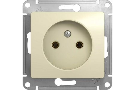 Розетка силовая одноместная встраиваемая Schneider Electric Glossa без заземления, цвет бежeвый, арт. GSL000241